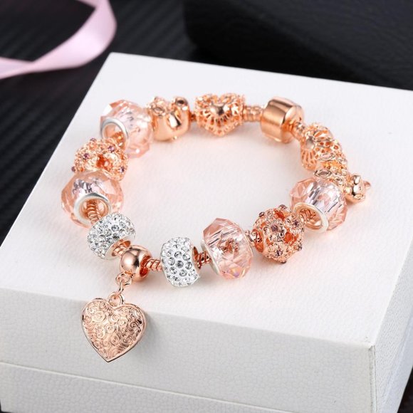 Rose Gold Bracelet with Charms - Picture 2 of 7